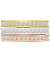 Macy's 3-pc. Set Cubic Zirconia Stack Rings (2-1/2 Ct. T.w.) In Tri-tone Sterling Silver In Multi