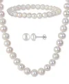 Macy's 3-pc. Set Cultured Freshwater Pearl (7-8mm) Collar Necklace, Stretch Bracelet, & Stud Earrings In White