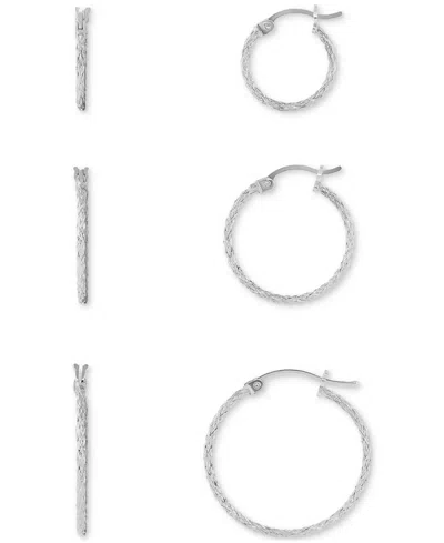 Macy's 3-pc. Set Diamond Cut Click Top Hoop Earrings In 18k Gold Over Sterling Silver Or Sterling Silver