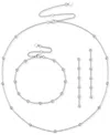 Macy's 3-pc. Set Diamond Station Collar Necklace, Bracelet & Linear Drop Earrings (1/5 Ct. T.w.) In Sterlin In Sterling Silver