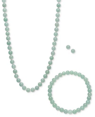 Macy's 3-pc. Set Dyed Green Jade Collar Necklace, Bracelet, & Stud Earrings