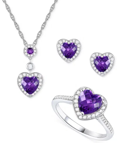Macy's 3-pc. Set Garnet: (4 Ct. T.w.) & Lab-grown White Sapphire (3/4 Ct. T.w.)amethyst (3-1/3 Ct. T.w.) He