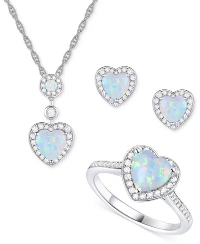 Macy's 3-pc. Set Garnet: (4 Ct. T.w.) & Lab-grown White Sapphire (3/4 Ct. T.w.)amethyst (3-1/3 Ct. T.w.) He In Opal