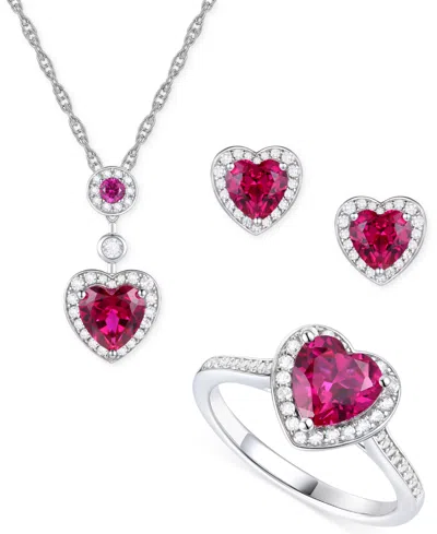 Macy's 3-pc. Set Garnet: (4 Ct. T.w.) & Lab-grown White Sapphire (3/4 Ct. T.w.)amethyst (3-1/3 Ct. T.w.) He In Ruby