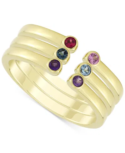Macy's 3-pc. Set Multi-gemstone Stackable Cuff Rings (1/4 Ct. T.w.) In 14k Gold-plated Sterling Silver