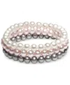 Macy's 3-pc. Set White Cultured Freshwater Pearl (6-1/2 Mm) Stretch Bracelets (also In White/gray/peacock & In Metallic