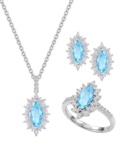 Macy's 3-pc. Amethyst (3 Ct. T.w.) & Lab Grown White Sapphire (1-7/8 Ct. T.w.) Ring, Earring & Necklace In  In Blue