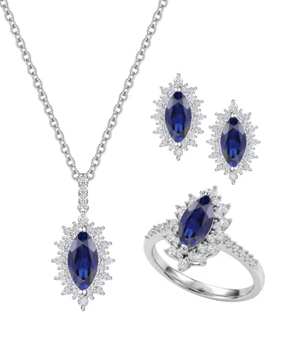 Macy's 3-pc. Amethyst (3 Ct. T.w.) & Lab Grown White Sapphire (1-7/8 Ct. T.w.) Ring, Earring & Necklace In  In Blue