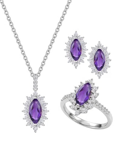 Macy's 3-pc. Amethyst (3 Ct. T.w.) & Lab Grown White Sapphire (1-7/8 Ct. T.w.) Ring, Earring & Necklace In  In Multi