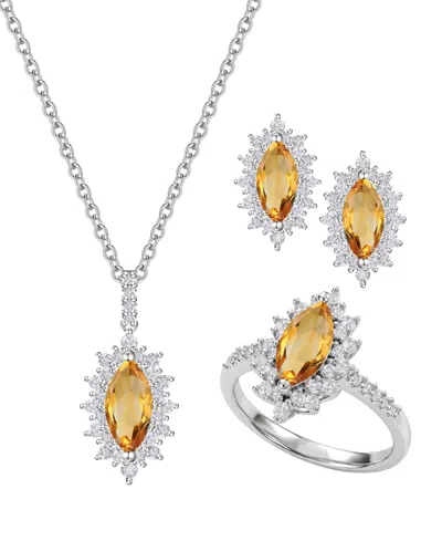 Macy's 3-pc. Amethyst (3 Ct. T.w.) & Lab Grown White Sapphire (1-7/8 Ct. T.w.) Ring, Earring & Necklace In  In Silver