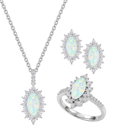Macy's 3-pc. Amethyst (3 Ct. T.w.) & Lab Grown White Sapphire (1-7/8 Ct. T.w.) Ring, Earring & Necklace In  In Silver