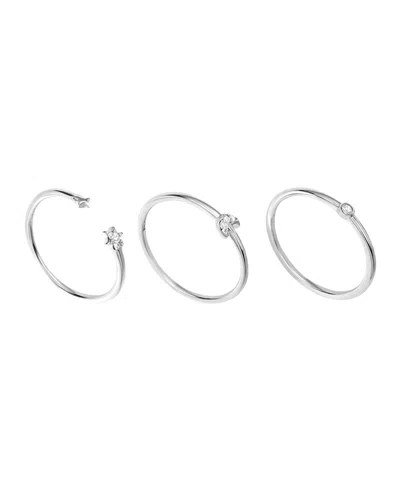 Macy's 3-pc. Cubic Zirconia Moon And Stars Ring Set In Gray