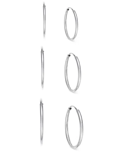 Macy's 3-pc. Set Small Endless Hoop Earrings In 10k Gold In Metallic