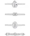 MACY'S 4-PC. SET CUBIC ZIRCONIA MIXED-CUT BEZEL & CLAW SET STACK RINGS