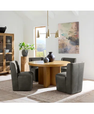 Macy's 5 Pc. Dining Set (davie Round Table & 4 Seham Chairs), Created For  In Slate