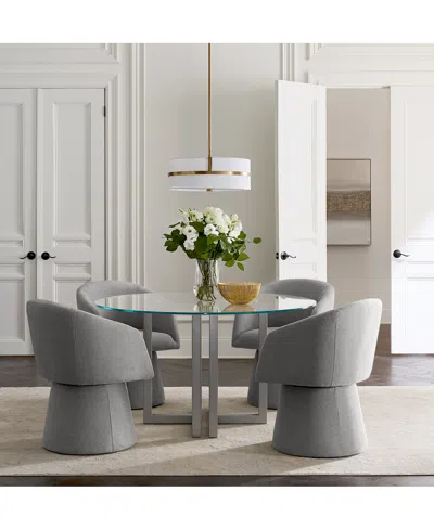 Macy's 5 Pc. Dining Set (emila Round Table & 4 Korder Chairs), Created For  In Pewter