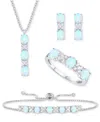 Macy's 5-pc. Set Amethyst (4-5/8 Ct. T.w.) & Lab-grown White Sapphire (3/4 Ct. T.w.) Ring, Pendant Necklace In Opal