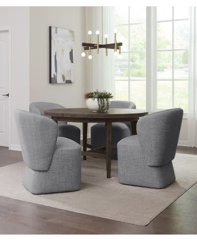 Macy's 5 Pc. Set (griffith Round Dining Table & 4 Dimova Chairs), Created For  In Grey