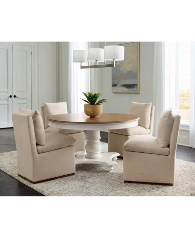 Macy's 5 Pc. Set (mandeville Round Dining Table & 4 Kenity Ii Side Chairs), Created For  In White