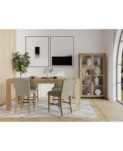 Macy's 5pc Counter Height Dining Set (davie Rectangular Table & 4 Hinsen Stools) In Sand