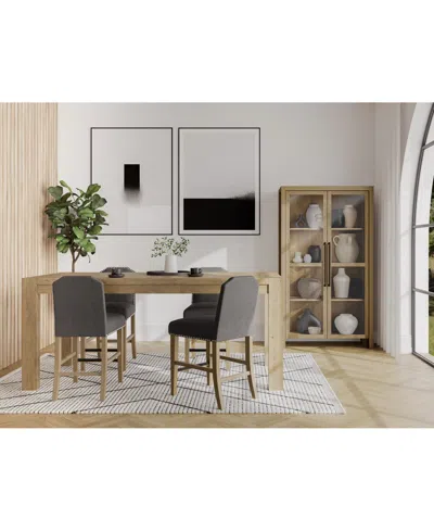 Macy's 5pc Counter Height Dining Set (davie Rectangular Table & 4 Hinsen Stools) In Slate