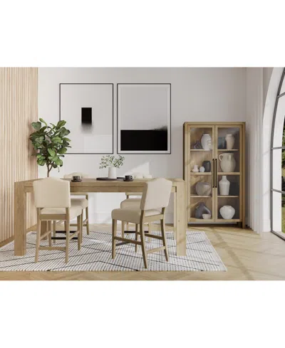 Macy's 5pc Counter Height Dining Set (davie Rectangular Table & 4 Jesilyn Stools) In Ivory