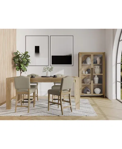 Macy's 5pc Counter Height Dining Set (davie Rectangular Table & 4 Jesilyn Stools) In Sand