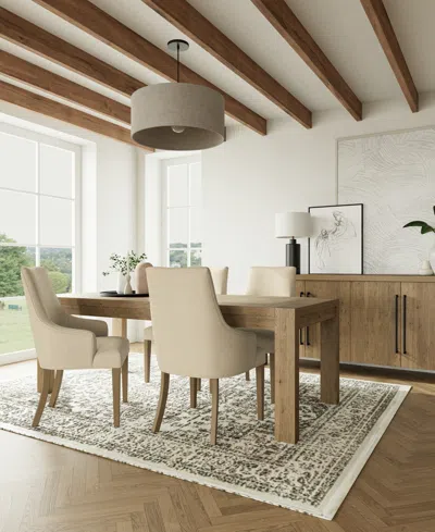 Macy's 5pc Dining Set (davie Rectangular Table & 4 Nelin Chairs) In Ivory