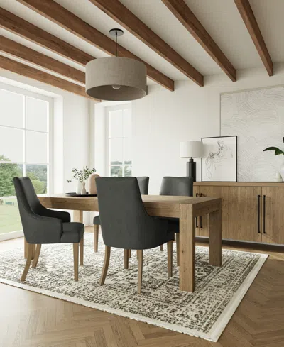 Macy's 5pc Dining Set (davie Rectangular Table & 4 Nelin Chairs) In Slate