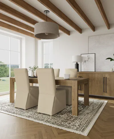 Macy's 5pc Dining Set (davie Rectangular Table & 4 Estby Chairs) In Ivory