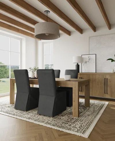 Macy's 5pc Dining Set (davie Rectangular Table & 4 Estby Chairs) In Slate