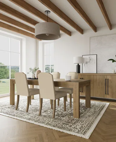 Macy's 5pc Dining Set (davie Rectangular Table & 4 Hinsen Chairs) In Ivory