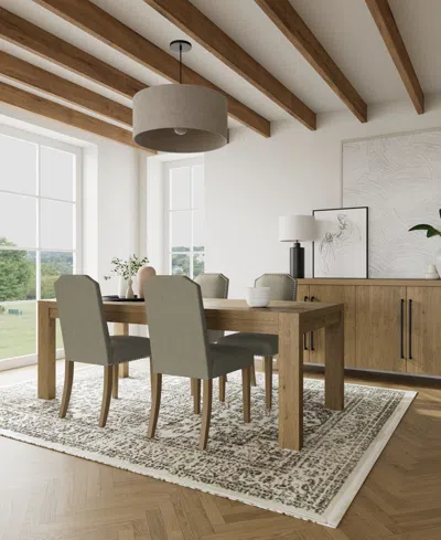 Macy's 5pc Dining Set (davie Rectangular Table & 4 Hinsen Chairs) In Sand