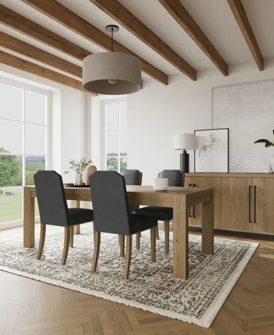 Macy's 5pc Dining Set (davie Rectangular Table & 4 Hinsen Chairs) In Slate