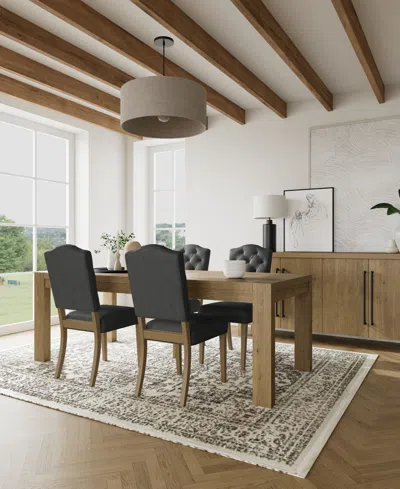 Macy's 5pc Dining Set (davie Rectangular Table & 4 Jesilyn Chairs) In Slate