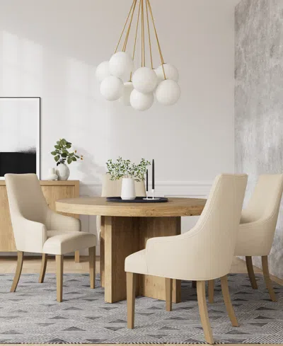 Macy's 5pc Dining Set (davie Round Table & 4 Eryk Host Chairs) In Ivory