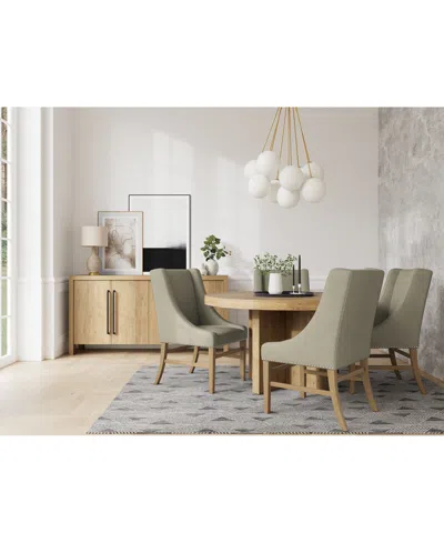 Macy's 5pc Dining Set (davie Round Table & 4 Eryk Host Chairs) In Sand