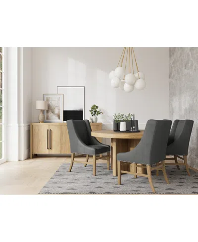 Macy's 5pc Dining Set (davie Round Table & 4 Eryk Host Chairs) In Slate