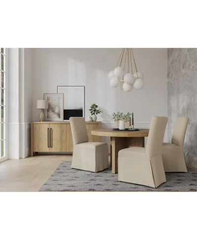 Macy's 5pc Dining Set (davie Round Table & 4 Estby Chairs) In Ivory