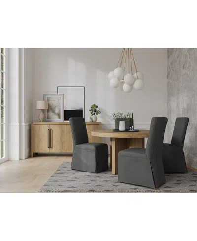 Macy's 5pc Dining Set (davie Round Table & 4 Estby Chairs) In Slate