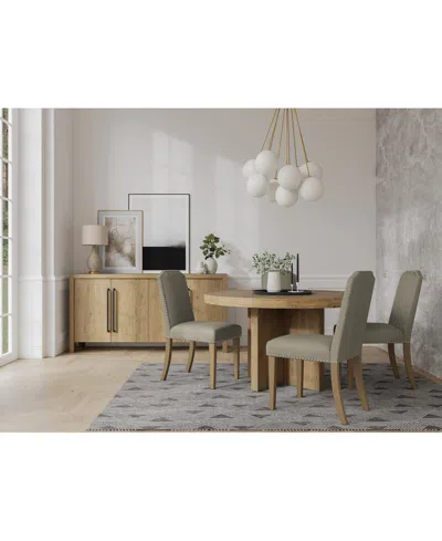 Macy's 5pc Dining Set (davie Round Table & 4 Hinsen Chairs) In Sand