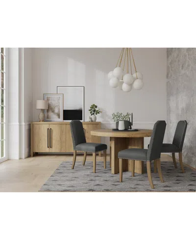 MACY'S 5PC DINING SET (DAVIE ROUND TABLE & 4 HINSEN CHAIRS)