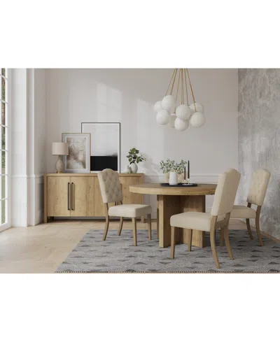 Macy's 5pc Dining Set (davie Round Table & 4 Jesilyn Chairs) In Ivory