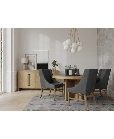 Macy's 5pc Dining Set (davie Round Table & 4 Nelin Chairs) In Slate