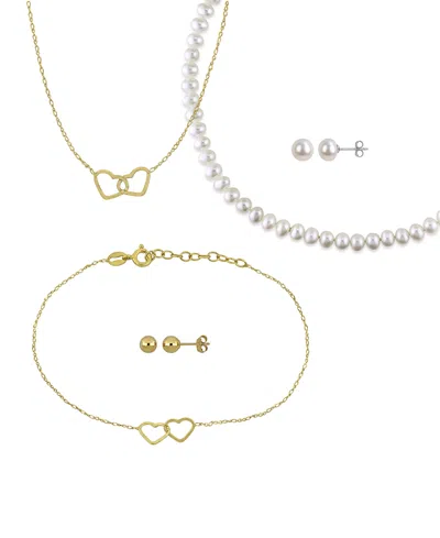 Macy's 5-piece Jewelry Gift Set In 18k Flash Plated Sterling Silver And Gold Over Silver In Multi