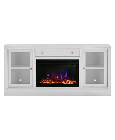 Macy's 65" 2 Door Console With Drawer And Fireplace In White