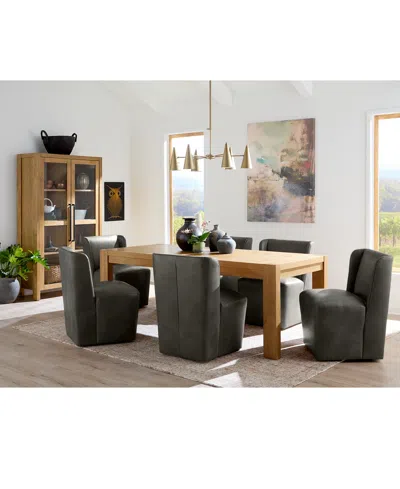 Macy's 7 Pc. Dining Set (davie Rectangular Table & 6 Seham Chairs), Created For  In Slate