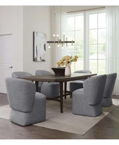Macy's 7 Pc. Set (griffith Rectangular Dining Table & 6 Dimova Chairs), Created For  In Grey