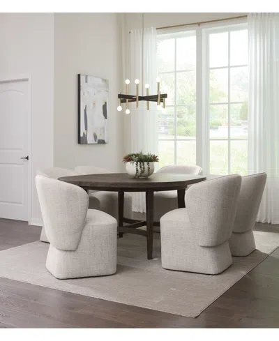 Macy's 7 Pc. Set (griffith Round Dining Table & 6 Dimova Chairs), Created For  In Cloud