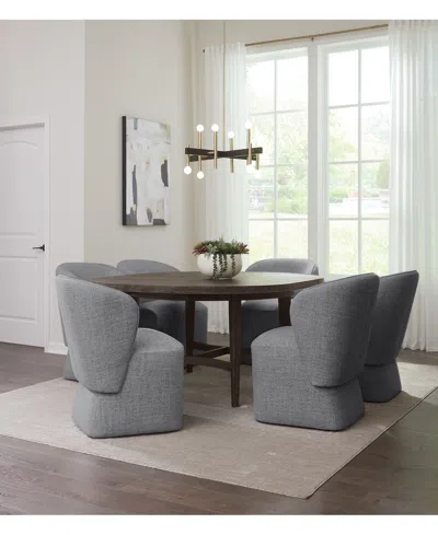 Macy's 7 Pc. Set (griffith Round Dining Table & 6 Dimova Chairs), Created For  In Grey